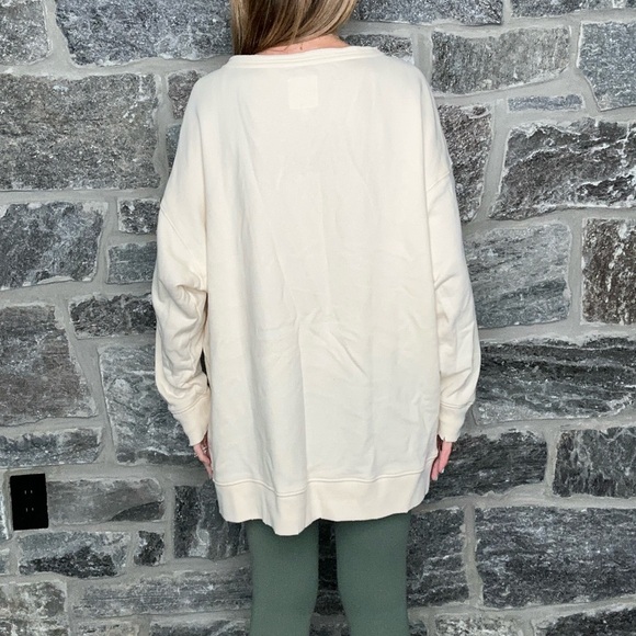 Aerie Oversized Lace Up Crew Sweatshirt in color Cream, size Large - Picture 12 of 15